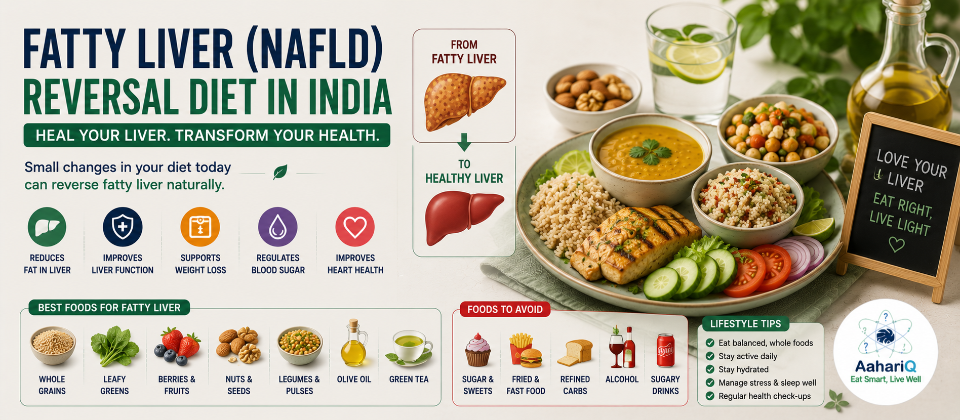 Fatty Liver NAFLD Reversal Diet India 2026 | Foods to Eat and Avoid | AaharIQ — AaharIQ Food Safety
