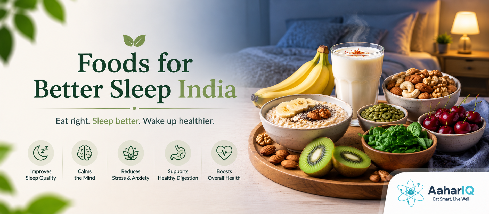 Foods for Better Sleep India 2026 | Insomnia Diet | Sleep Foods | AaharIQ — AaharIQ Food Safety