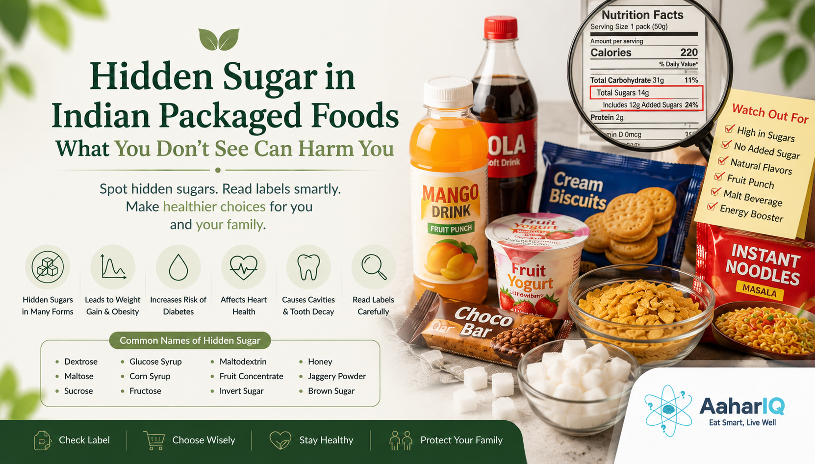 Hidden Sugar Indian Packaged Food 2026 | Label Reading | Added Sugar | AaharIQ — AaharIQ Food Safety