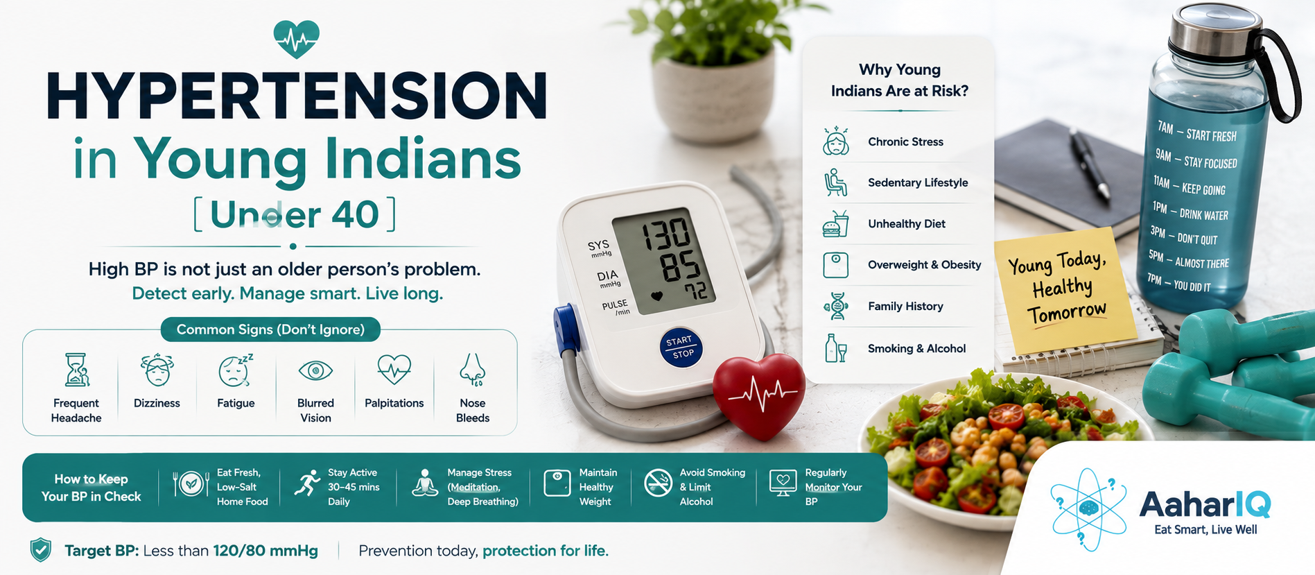 Hypertension Young Indians Under 40 — 2026 Guide | AaharIQ — AaharIQ Food Safety