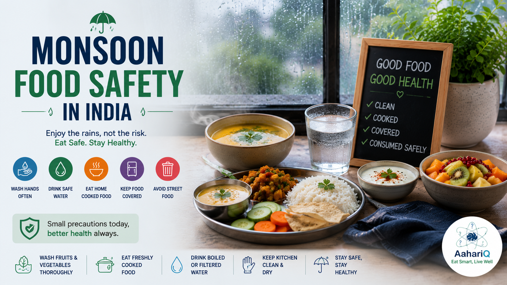 Monsoon Food Safety India 2026 | Seasonal Risk Guide | AaharIQ — AaharIQ Food Safety