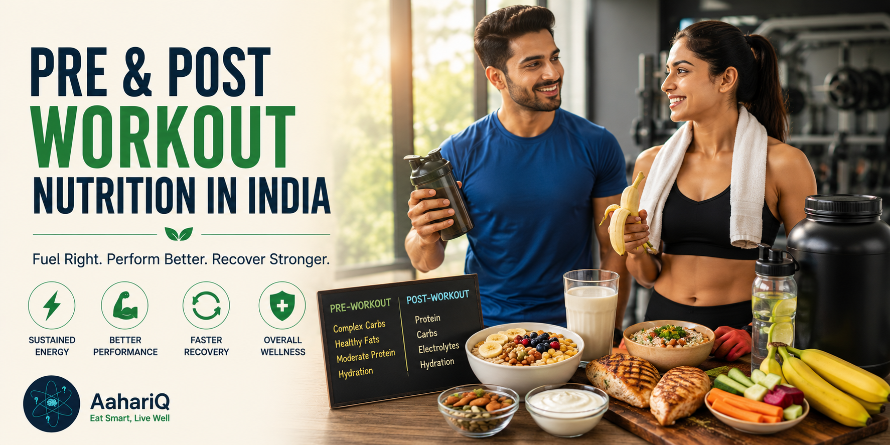 Pre Post Workout Nutrition India 2026 | Indian Gym Diet | AaharIQ — AaharIQ Food Safety