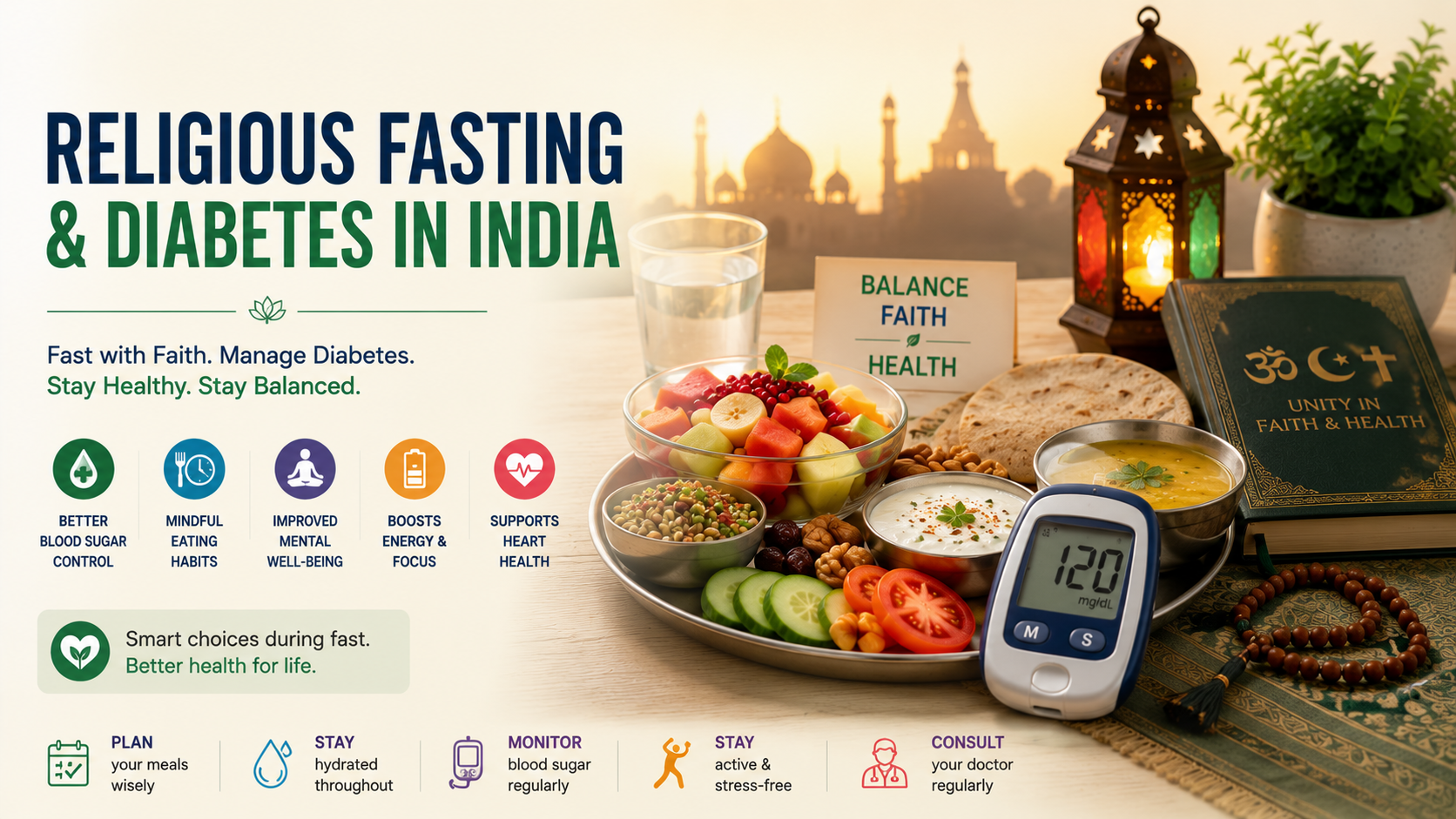 Religious Fasting Diabetes India 2026 | Navratri Ramadan Ekadashi Safe Fasting Guide | AaharIQ — AaharIQ Food Safety
